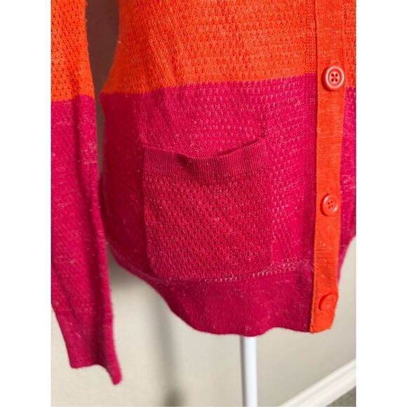 Anthropologie Moth Wool Blend Color Block Orange Pink Small - Picture 4 of 8